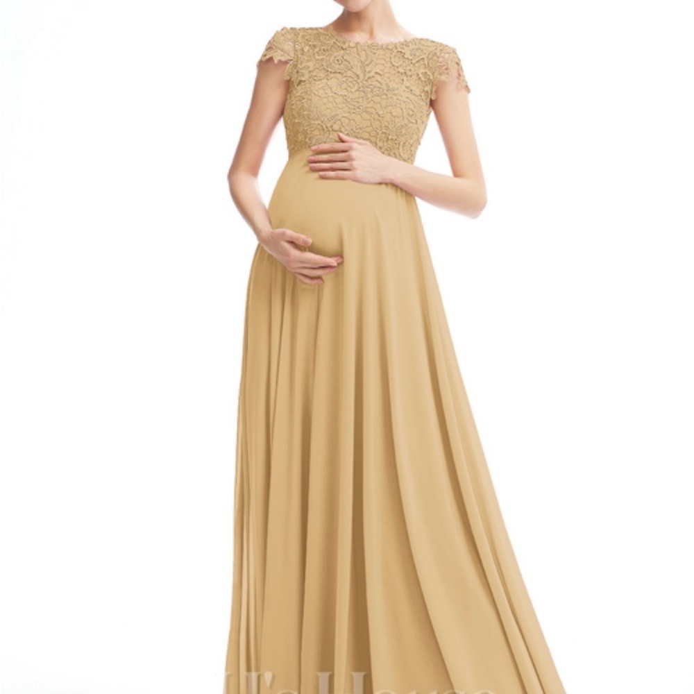 Elegant Gold Lace Maternity Dress
